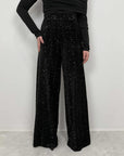 Haveone - Pantalone in paillettes nero