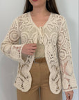 SusyMix - Cardigan in crochet con fiocchetto