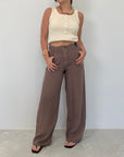 Haveone - Pantalone bella in lino moro