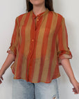 Haveone - Camicia righe larghe arancione/sabbia