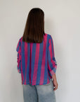 Haveone - Camicia righe larghe fuxia blu