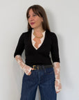 Haveone - Maglia con pizzo nera