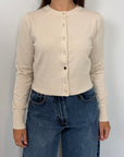 SusyMix - Cardigan con bottoni gioiello panna