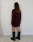Tensione In - Abito stile camicia con manica svasata vino