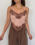 Haveone - Top punte in pizzo rosa