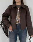 Civico23 - Giubbino in suede con frange moro