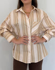 Haveone - Camicia righe rosa e cammello