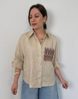 Tensione In - Camicia in lino zigzag sabbia