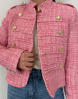 Motel - Giacca napoleon tweed fuxia