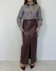 Tensione In - Gonna matita in similpelle bordeaux