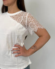 SusyMix - T-shirt con pizzo superiore