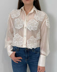 Haveone - Camicia con fiori applicati