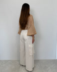 Tensione In - Pantalone cargo in cotone panna