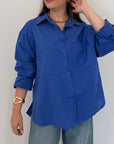 Haveone - Camicia doppia tasca blu royal
