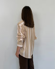 Haveone - Camicia righe rosa e cammello
