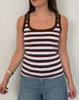 Haveone - Canotta righe blu contrasto moro