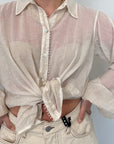 Haveone - Camicia in mussola con trina beige