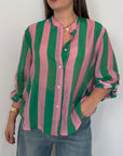 Haveone - Camicia righe larghe verde