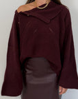 Tensione In - Maglione con collo e bottoni bordeaux