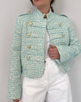 Motel - Giacca napoleon tweed acqua