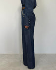 Haveone - Pantalone gessato effetto denim