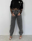 SusyMix - Jeans grigio con microstrass