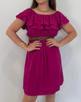 Kontatto - Abito shiffer con balze magenta