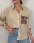 Tensione In - Camicia in lino zigzag sabbia