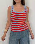 Haveone - Canotta righe rosse contrasto celeste