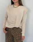 Haveone - Maglia con spalline e nodo beige
