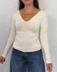 SusyMix - Maglia doppia scollo V burro