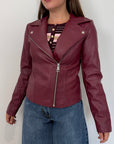 SusyMix - Giubbino slim in ecopelle bordeaux