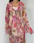 Haveone - Abito lungo tropical rosa