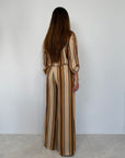 Haveone - Pantalone in viscosa con righe senape