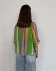 Haveone - Camicia righe asimmetriche verde