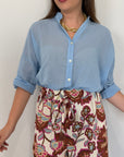Haveone - Camicia in mussola di cotone celeste