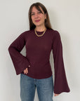 Haveone - Maglia Modal e Lana manica calla bordeaux