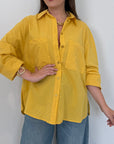 Haveone - Camicia leggera in cotone gialla