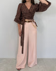 Haveone - Pantalone con cintura catena rosa