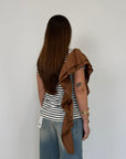 SusyMix - T-shirt righe con balza tabacco