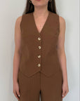 Two way - Gilet con bottoni tabacco