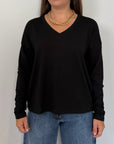 SusyMix - Maglia scatola scollo V nera
