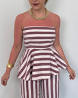 Tensione In - Top a fascia rigato rosa