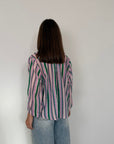 Tensione - Camicia geometrica rosa e verde