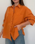 Haveone - Camicia leggera in cotone papaya