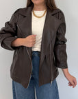 Haveone - Bomber in ecopelle liscia