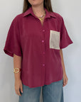 SusyMix - Camicia in cupro con tasca paillettes