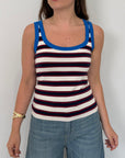 Haveone - Canotta righe rosse contrasto blu