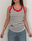 SusyMix - Canotta righe blu contrasto rosso