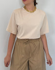 Haveone - T-shirt a body con spalline burro